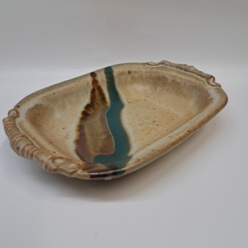 #250512 Baking Dish, Wheat/Green $14 at Hunter Wolff Gallery